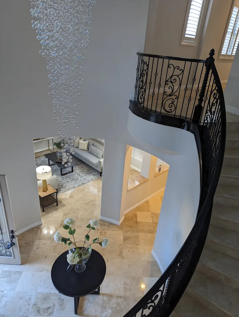 Stylish entryway setup for premier home staging company Stageasily in Las Vegas